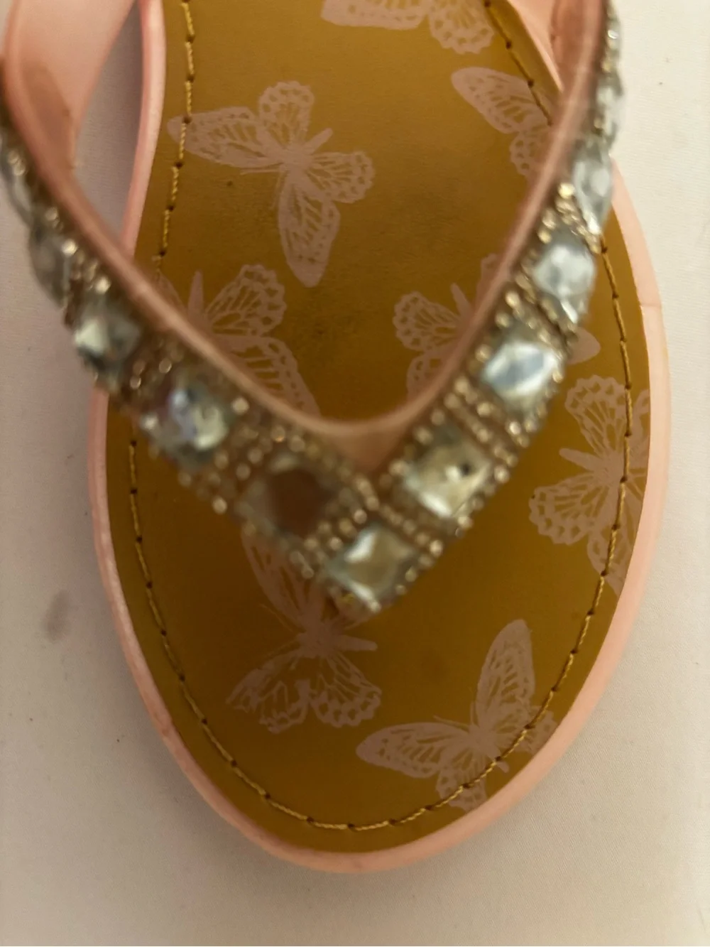 Limited Too Pink Jewel-Trim Butterfly Print Girls' Sandals